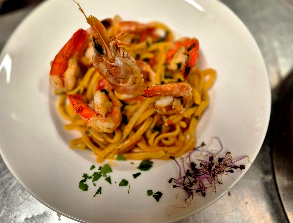 Pâtes aux crevettes Am Chalet